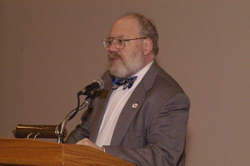 Gene Spafford, CERIAS founder & director, welcomes the researches, students, government officials, and industry representatives to the 4th Annual Security Symposium