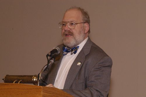 Gene Spafford, CERIAS founder & director, welcomes the researches, students, government officials, and industry representatives to the 4th Annual Security Symposium