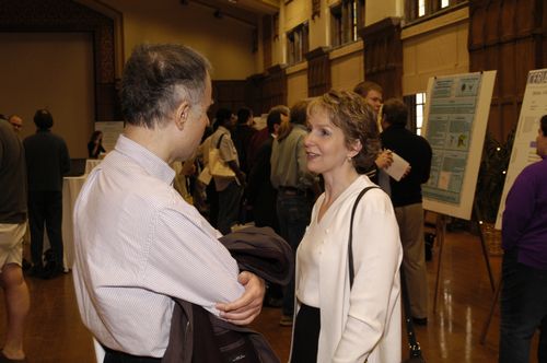 The Symposium kicked off with a poster session in which over 50 students & faculty teams presented their work and discussed their research.