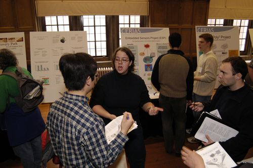 The Symposium kicked off with a poster session in which over 50 students & faculty teams presented their work and discussed their research.