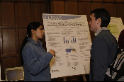 The Symposium kicked off with a poster session in which over 50 students & faculty teams presented their work and discussed their research.
