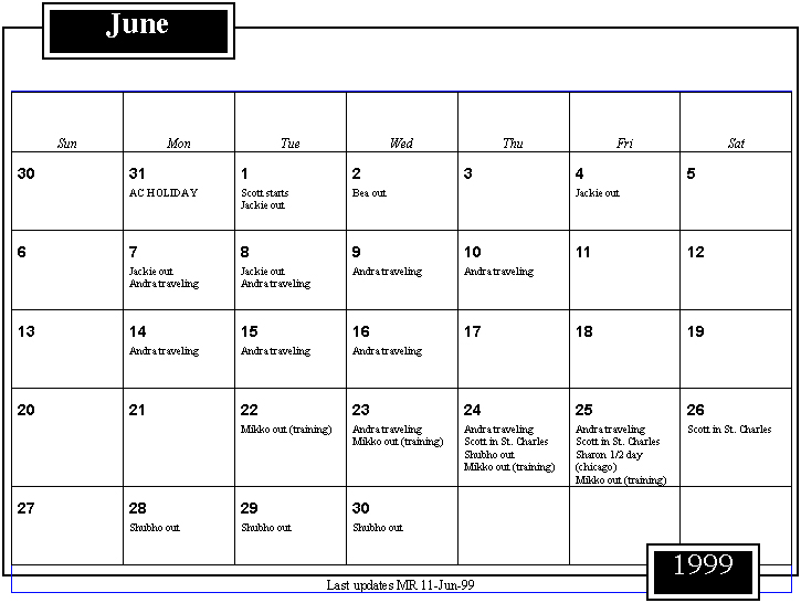 June Calendar