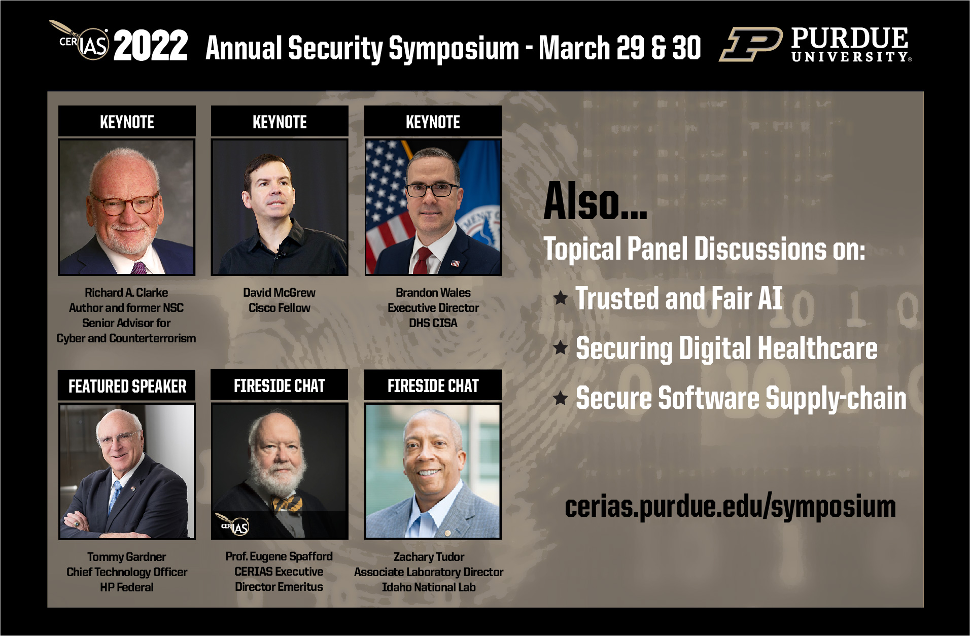 CERIAS Symposium 2022 Keynotes and Featured Speaker