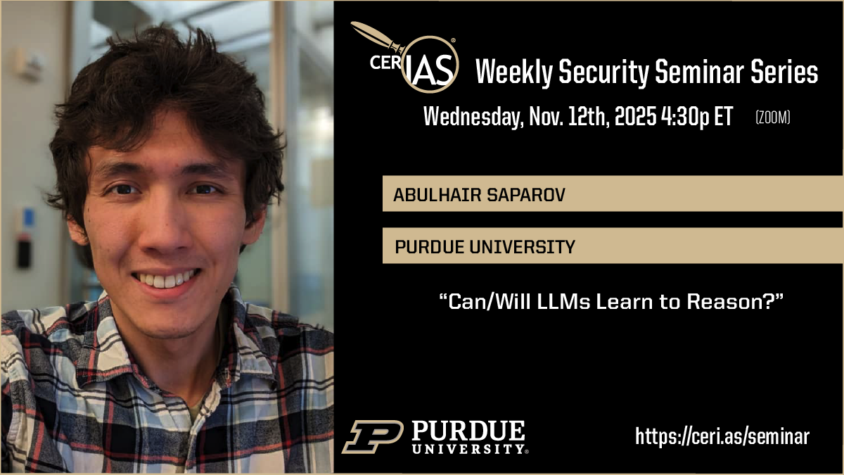 Abulhair Saparov Purdue University11/12/2025 04:30pm